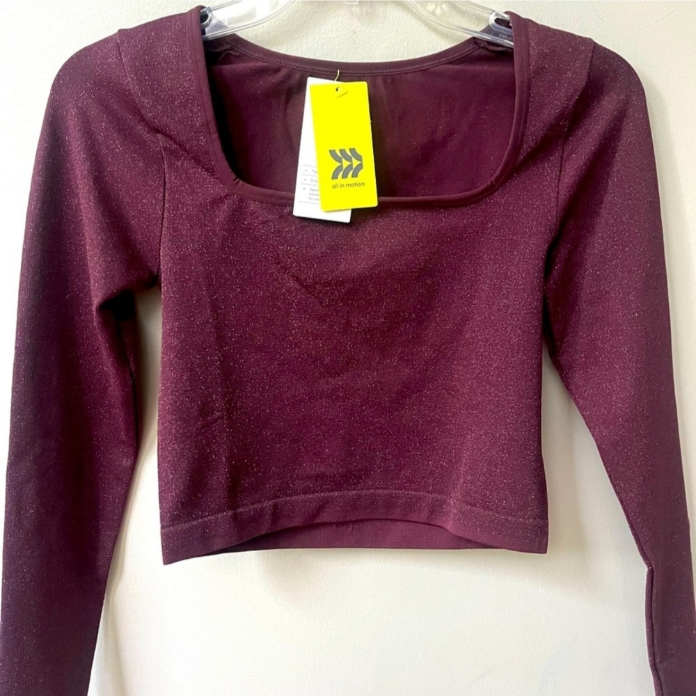 All in Motion Red Long Sleeve Crop Bodysuit